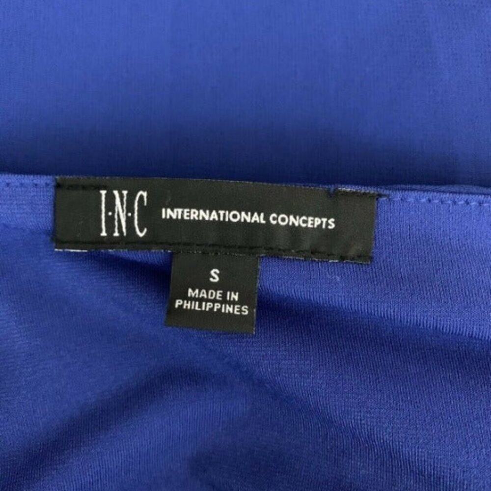 INC Royal Blue Ruffled V-Neck Midi Dress Size Small NEW - Picture 6 of 8